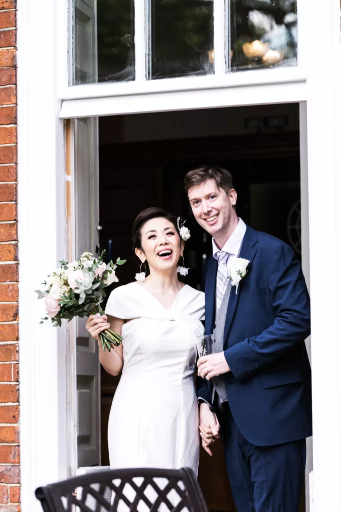 newly married wedding photography for kent wedding at brabourne house 